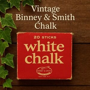 Vintage Binney & Smith White Chalk Box 20 Sticks Non-Toxic Crayola Era‎